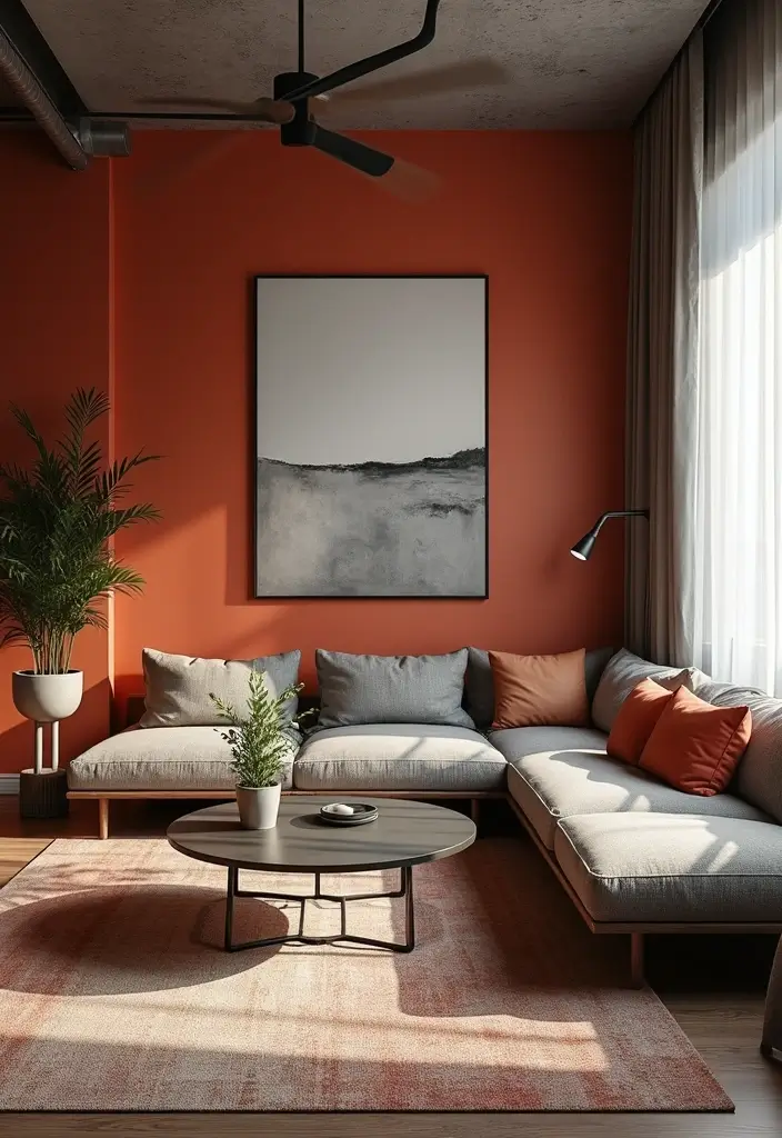 30+ Modern Industrial Living Room Decor Ideas With Character 34 30+ Modern Industrial Living Room Decor Ideas With Character - 12. Creative Use of Color