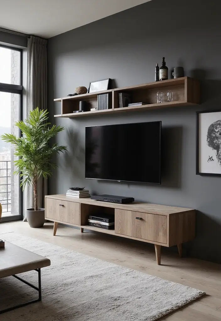30+ Modern Industrial Living Room Decor Ideas With Character 38 30+ Modern Industrial Living Room Decor Ideas With Character - 16. Minimalist Media Centers