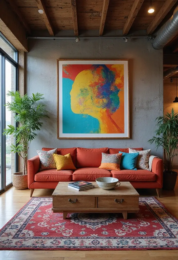 30+ Modern Industrial Living Room Decor Ideas With Character 87 30+ Modern Industrial Living Room Decor Ideas With Character - 29. Using Colorful Accents